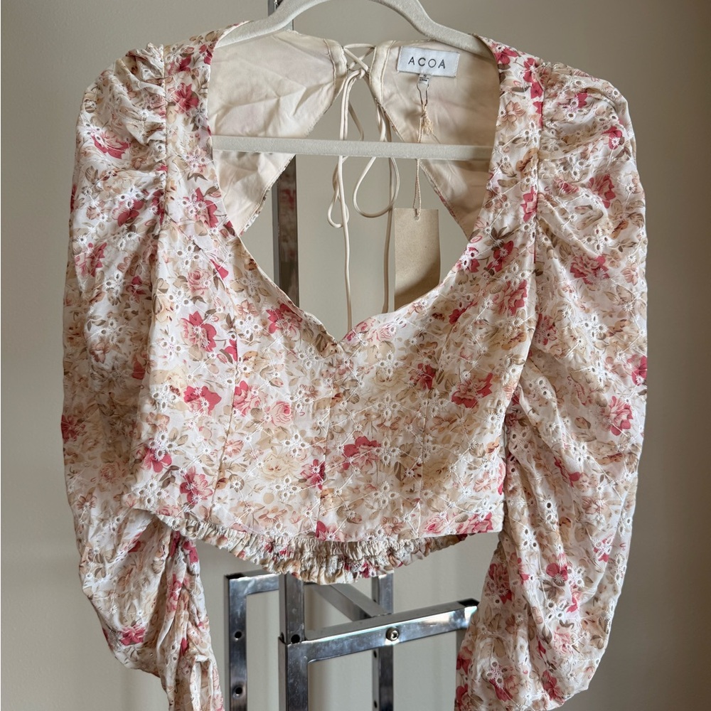 ACOA Floral Blouse - Pink and Cream